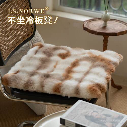 NORWE慢回弹记忆棉兔毛坐垫可拆