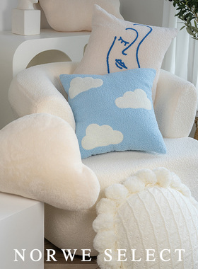 抱枕可爱女生云朵蓝色系奶油风枕套客厅沙发靠枕软包飘窗床头靠垫