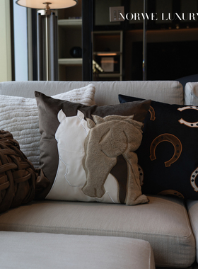 意式轻奢抱枕客厅靠垫高级沙发马年简约搭配设计师黑色极风格