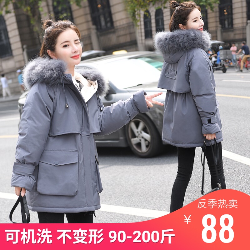 反季冬装派克服新款羽绒棉服女中长款韩版大码宽松棉袄棉衣外套厚