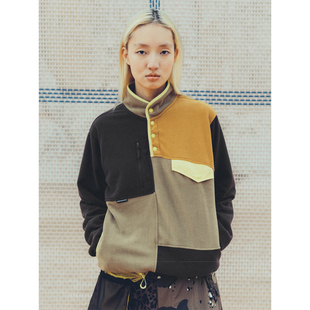 MOUNTAINFEVER AW25动态保暖不规则拼色四袋立领抓绒套头衫