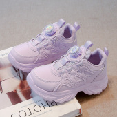 子2026春秋季 儿童白色运动鞋 新款 学生小白鞋 皮面防水老爹鞋 女童鞋