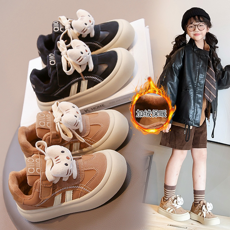 秋冬季新款加绒保暖韩版女童板鞋