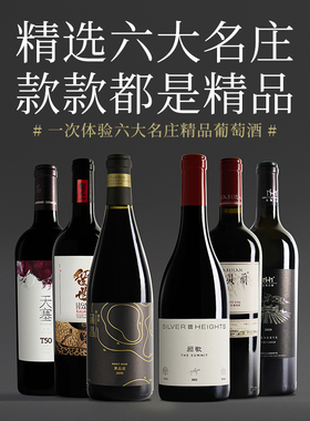 【精选名庄6支】银色高地/天塞酒庄/加贝兰/留世酒庄/蒲昌/美贺
