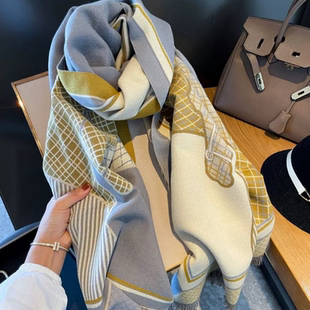 【正品】Coor Koor秋冬羊绒韩版围脖披肩长款轻奢气质骏马图案