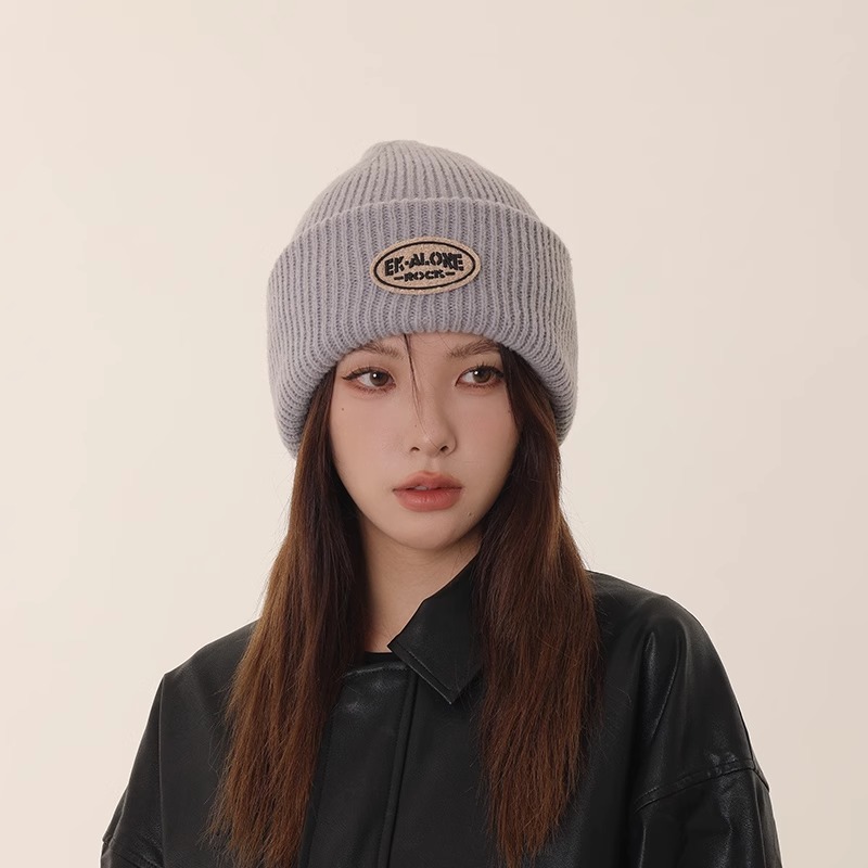 CoorKeva粗针织帽女百搭显脸小