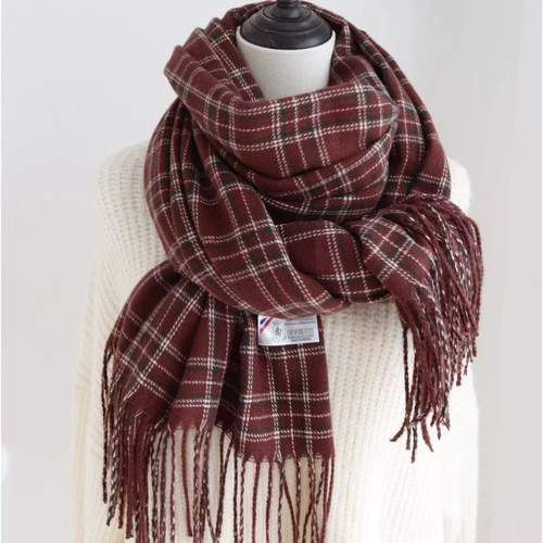 【正品】Coor Koor英伦绿色格子围巾女冬季学院风拼色流苏羊绒披