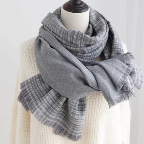 【正品】Coor Koor秋冬男新款柔软双面双色纯色细格子围巾羊绒