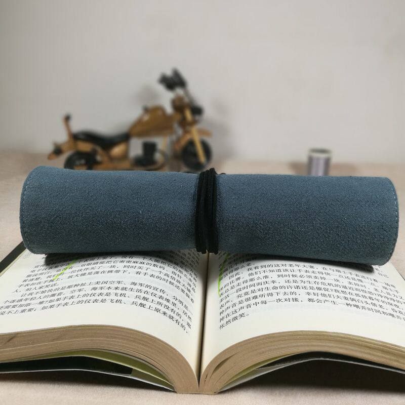 日式文艺复古卷帘笔袋 钢笔笔帘 笔帘卷笔袋男女纯色布艺中国风