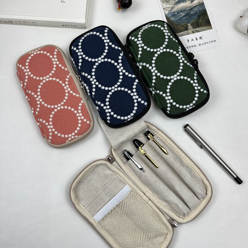 布邑手作刺绣铃鼓笔袋三支装笔套