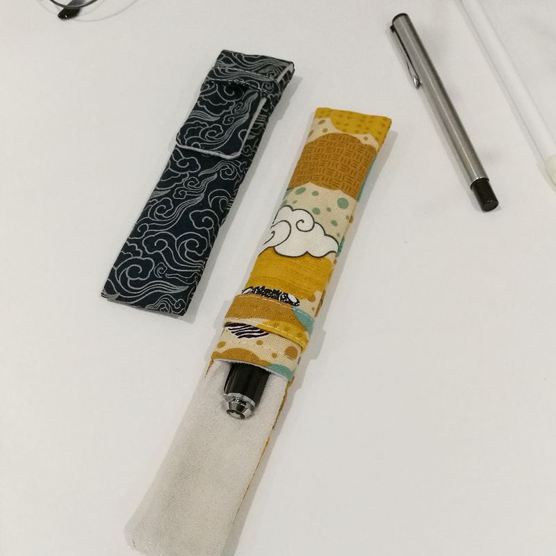 布邑中国风布艺笔袋单支钢笔保护套笔套绒布内里手工笔包便携插口