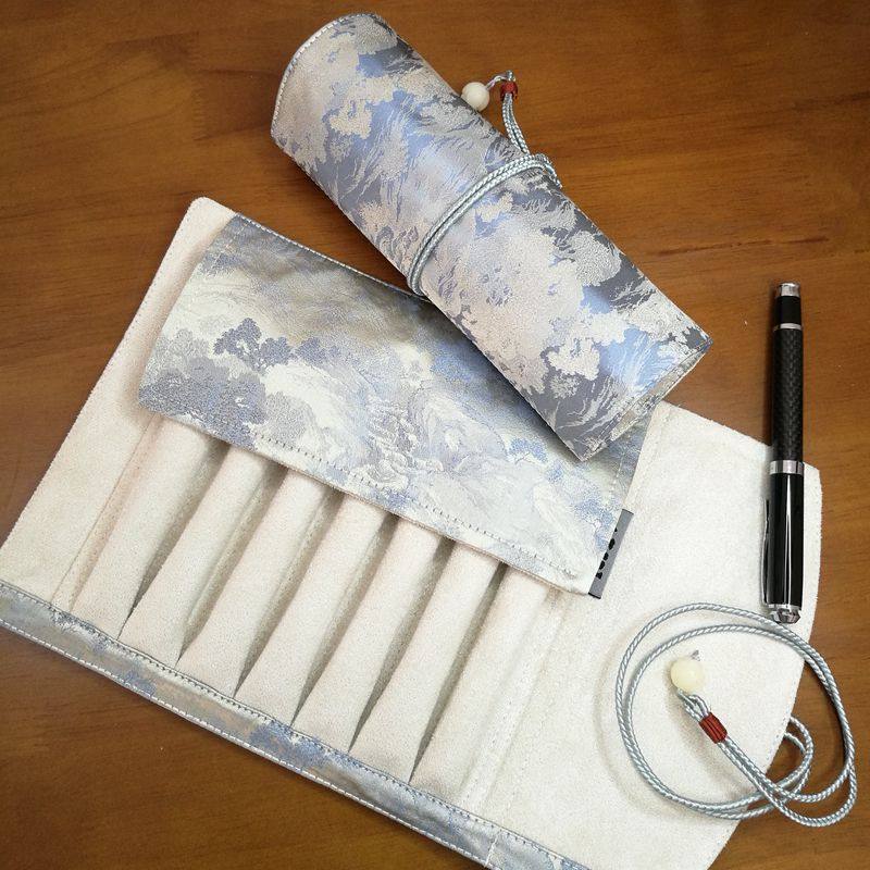 布邑手作纯真丝宋锦山水图囯潮复古笔袋单支装钢笔套三支装笔包,文具电教/文化用品/商务用品,笔袋,淘宝优惠券,粉丝福利购,淘宝优惠卷