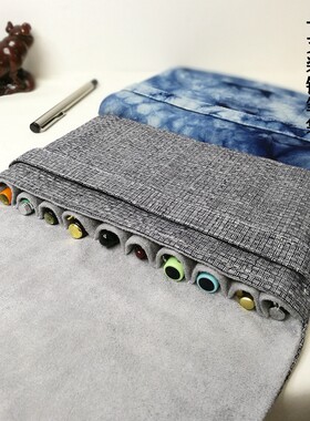 布邑复古中国风十支装钢笔袋绒布