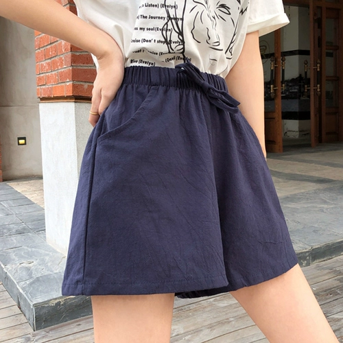 Спортивные шорты, летние тонкие штаны для отдыха, из хлопка и льна, в корейском стиле, высокая талия, свободный крой