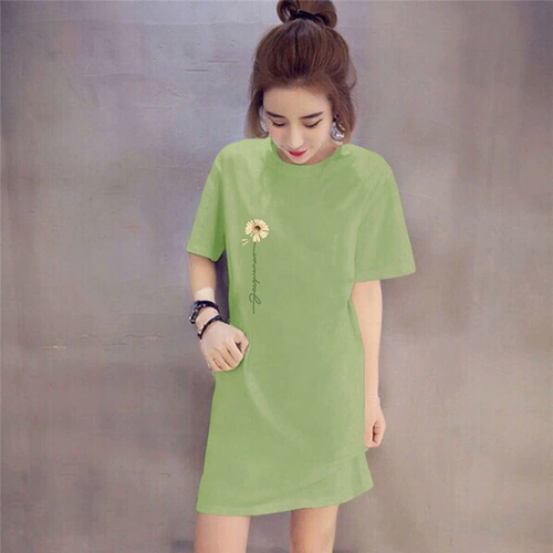 Летняя одежда для беременных, хлопковая футболка с коротким рукавом, длинное модное платье, средней длины