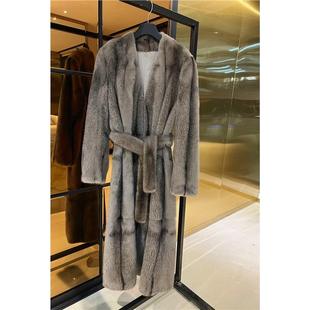 没有 V领水貂系带2024年冬季 2024冬哥本哈根皮草字貂睡袍款 中长款