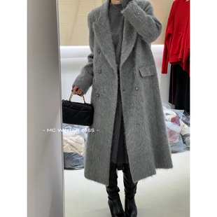双排扣气质款 欧洲站冬季 大衣 羊绒大衣外套1010 拉绒轻奢长款