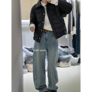 波浪纹羽绒外套 型保暖常规款 欧洲站冬新款 版 轻巧85079 衬衫