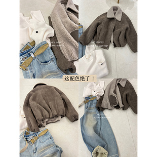 百搭翻领颗粒羊毛年轻上衣25103 欧洲站冬季 两面穿羊糕毛外套