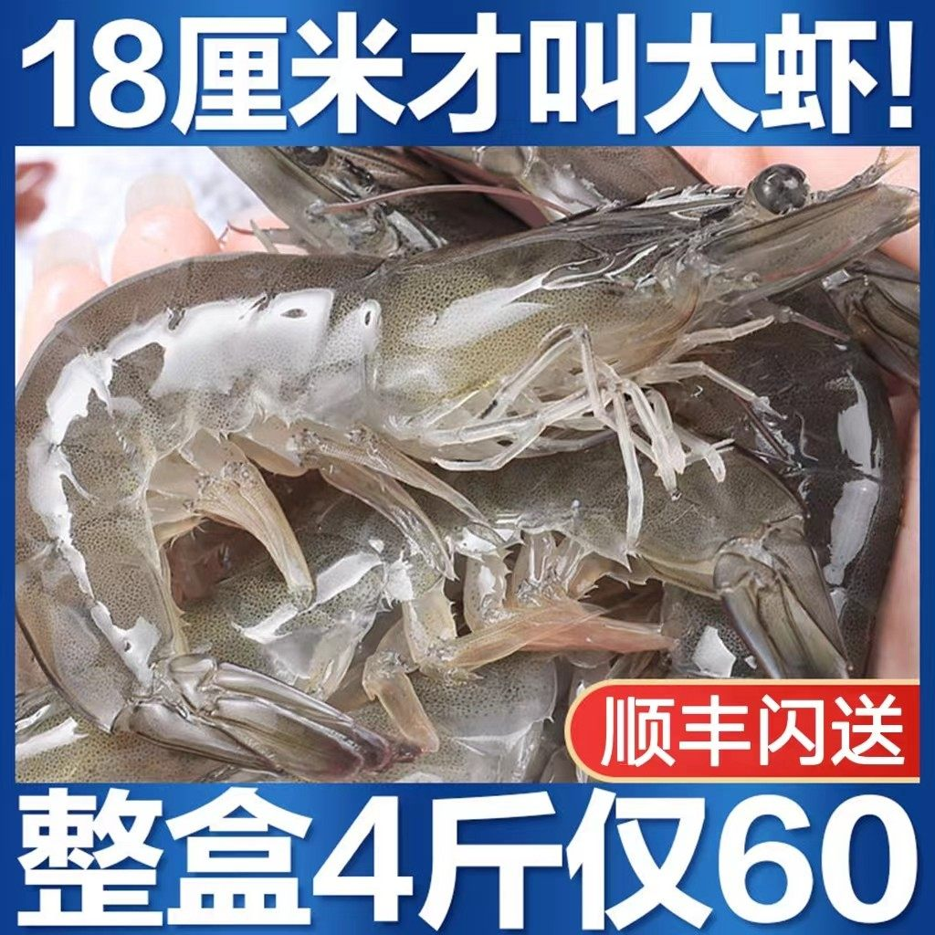 大虾鲜活冷冻青岛大虾对虾4斤装海鲜水产青虾超大基围虾海虾白虾