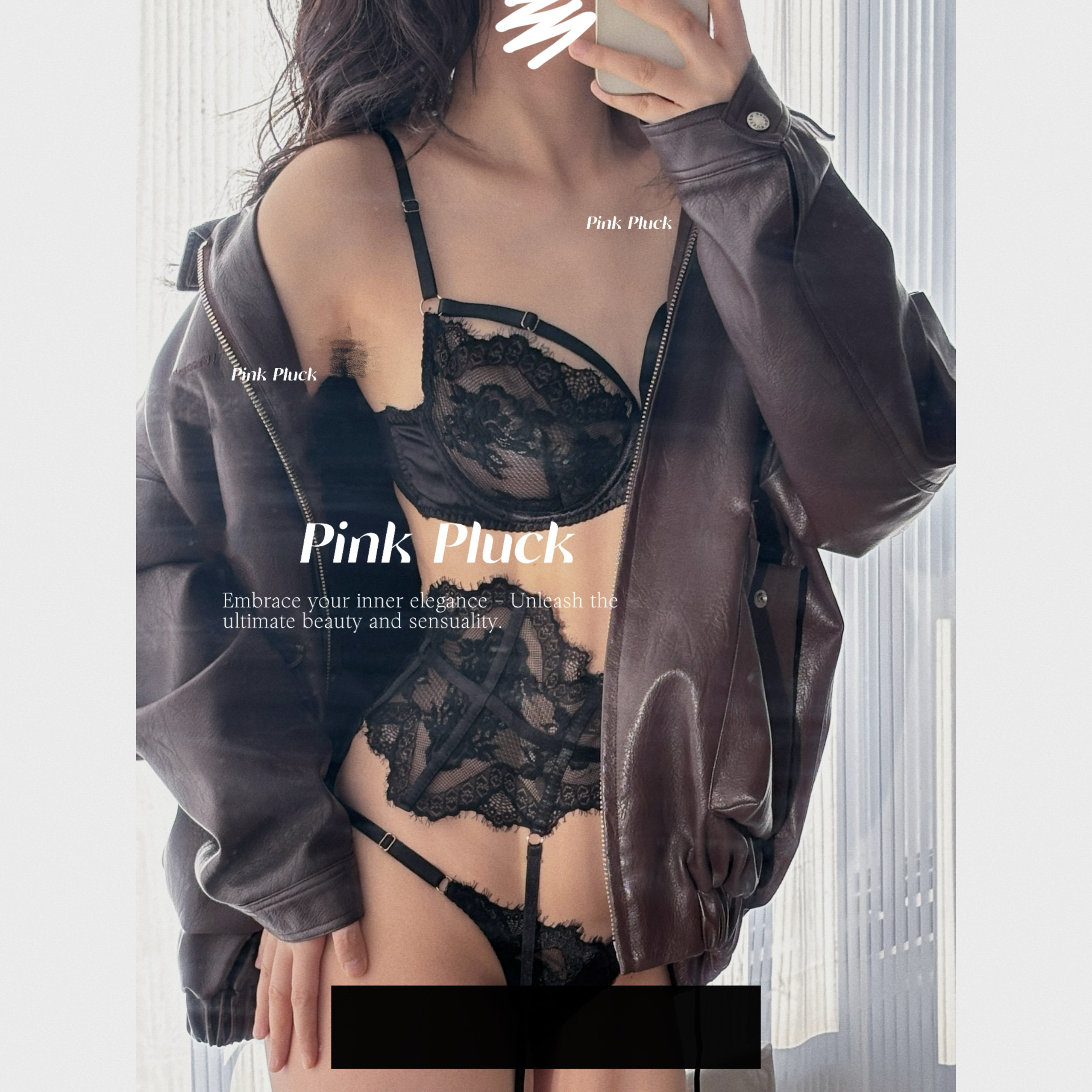 Pink Pluck臣服*法式蕾丝杯性感内衣女薄款大胸显小聚拢文胸套装