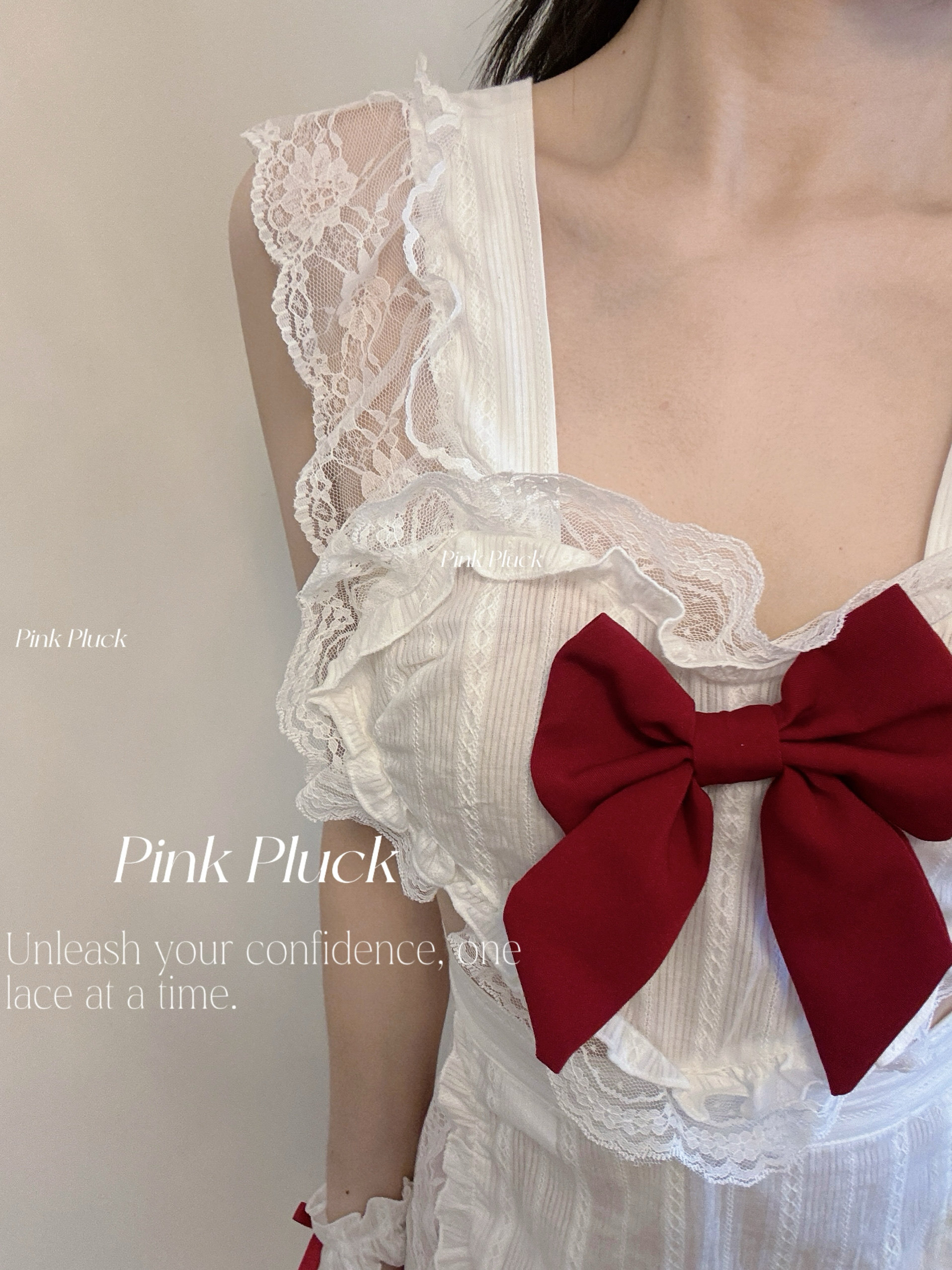 Pink Pluck学生时代* 纯棉纯欲风蕾丝角色制服高级感性感吊带睡裙