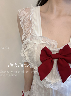 Pink Pluck学生时代* 纯棉纯欲风蕾丝角色制服高级感性感吊带睡裙