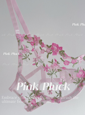 Pink Pluck*桃桃乌龙 法式小众优质蕾丝薄款罩杯刺绣花朵性感内衣