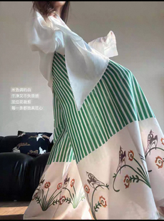 【裙裤+双口袋】春夏碎花绵绸宽松休闲阔腿半身裙松紧腰遛弯百搭