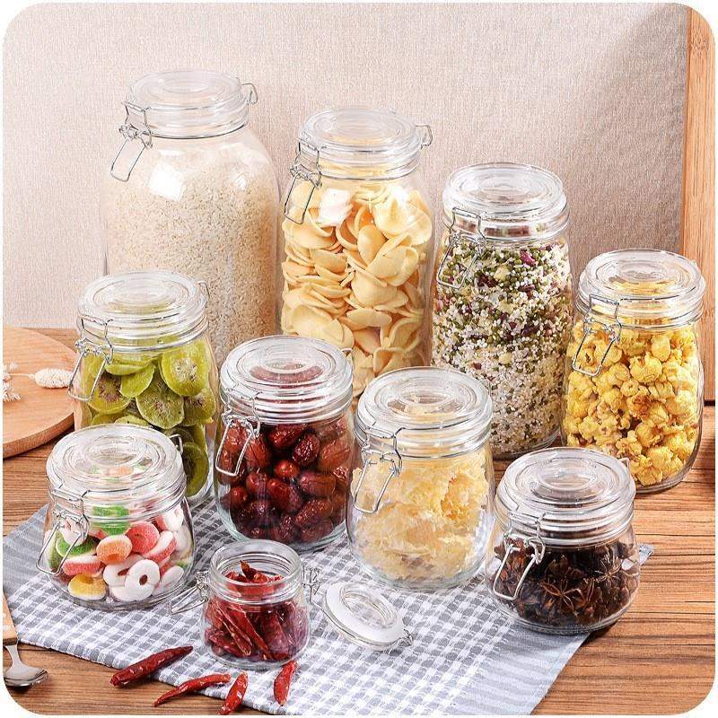 tank storage transparent glass jar airtight food bottle rice