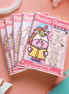 护眼款独角兽英语自然拼读发音规则cvc单词阅读phonics fluency