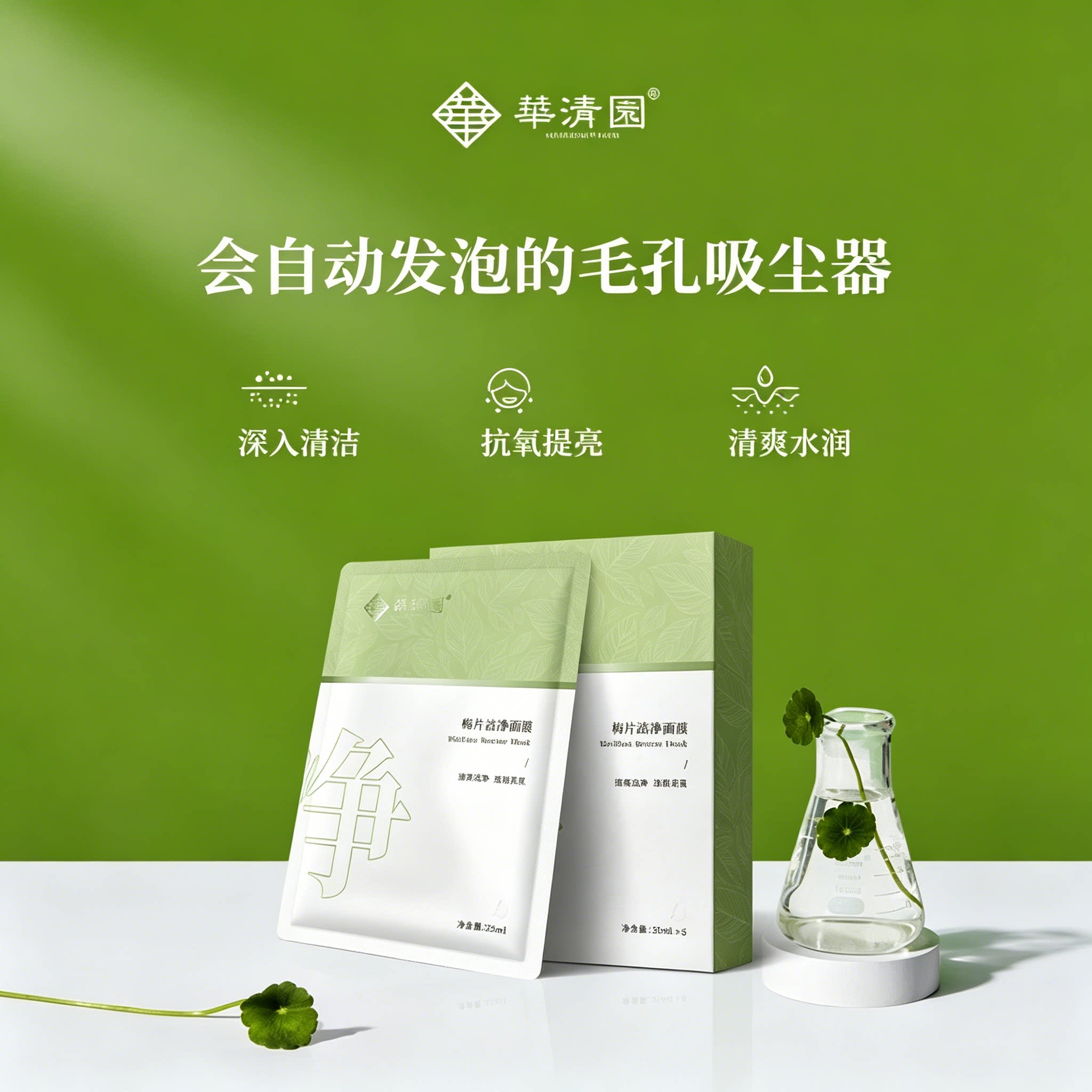 华清园梅片洁净面膜清洁气泡黑色泡泡面膜男女通用油肌清洁祛痘