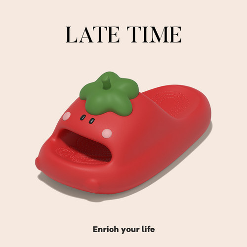 latetime西红柿凉拖鞋女款