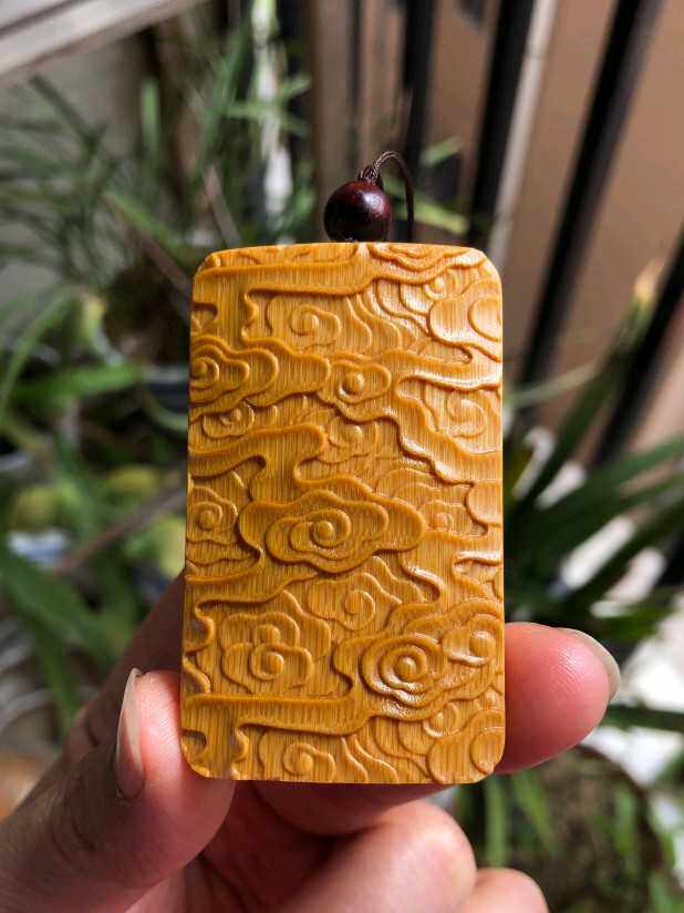 竹雕祥云 文玩   饰品 平安挂牌 收藏观赏满就送震撼低价正品包邮