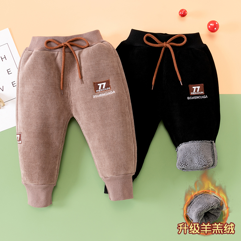 宝宝一体加绒加厚休闲卫裤灯芯绒