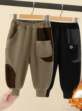 男童羊羔绒加厚卫裤秋冬款儿童运动长裤男孩宝宝保暖裤子一体绒潮