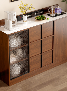 2025年新款中古风茶吧机餐边柜一体靠墙客厅家用茶水柜带上水