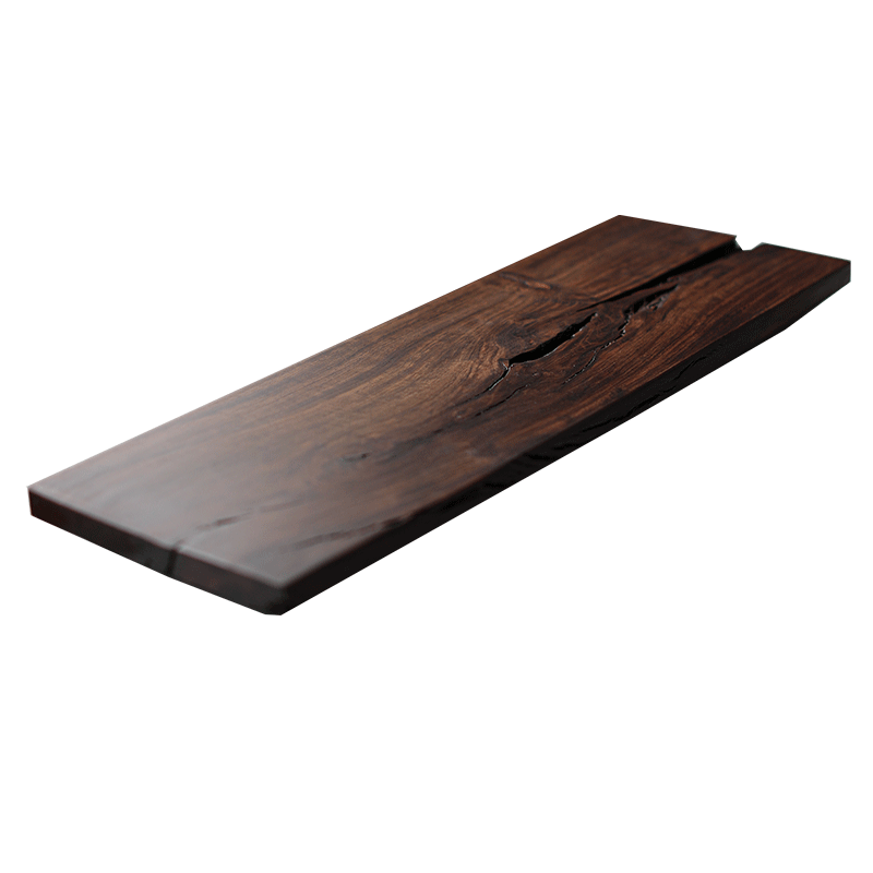 自然开裂干泡台 原木整块黑檀木茶盘家用实木小型茶台长方形