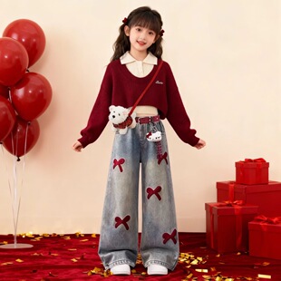 女童过新年穿搭2026马年本命年衣服女大童过年巨好看红色冬装套装