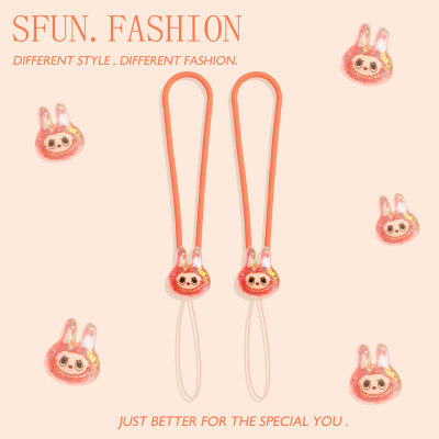 橙色手机硅胶短挂绳钥匙挂件链