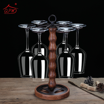 欧式红酒杯架倒挂创意摆件高脚杯酒杯架现代简约实木红酒架家用
