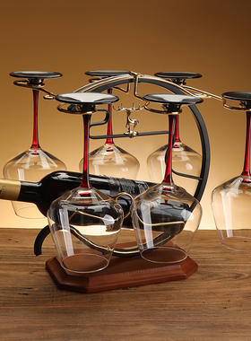 创意红酒杯架倒悬挂实木高脚杯架柜装饰品轻奢高档掉杯架家用摆件