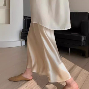 裙子 醋酸缎面高级感鎏光半身裙女夏气质高腰垂感显瘦鱼尾裙中长款