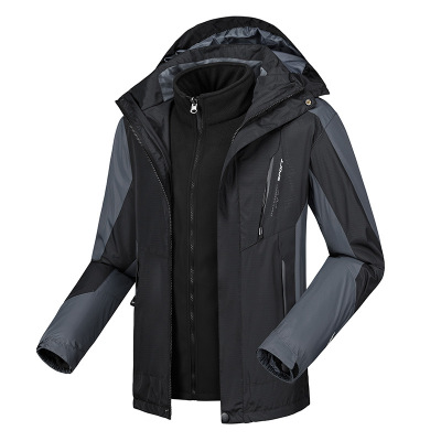 抓绒内胆冲锋衣男女款冬季中长款三合一可拆卸保暖外套户外运动