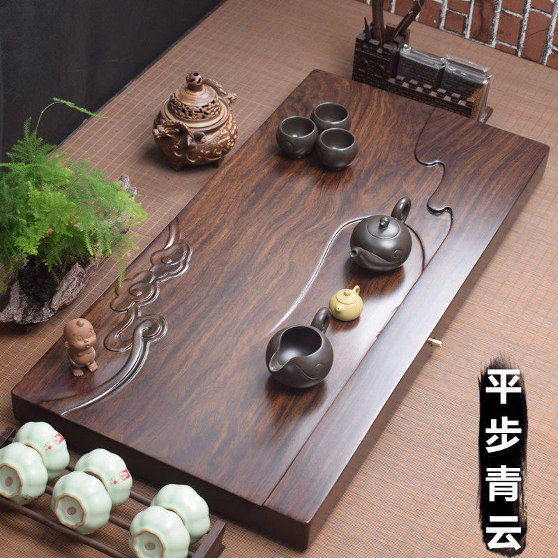 2026新款家用实木茶海 平步青云 功夫茶具茶台托盘整块乌檀木茶盘