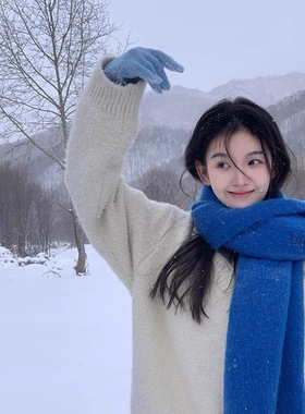 秋冬季棉麻围巾纯色加厚加长围巾女2025秋冬季新款韩版学生百搭