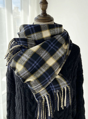 秋冬季棉麻围巾女士秋冬季新款韩版氛围感保暖围脖男学生显白