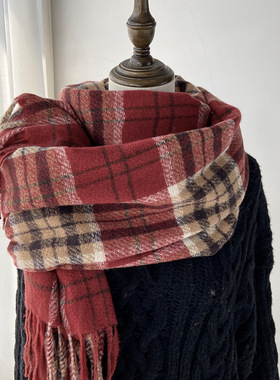 秋冬季棉麻围巾围巾女冬季2025新款加厚保暖流苏披肩仿羊绒复古