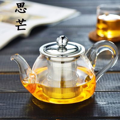 泡茶壶器304不锈钢过滤耐热高温玻璃大小号花红茶茶具套装家用