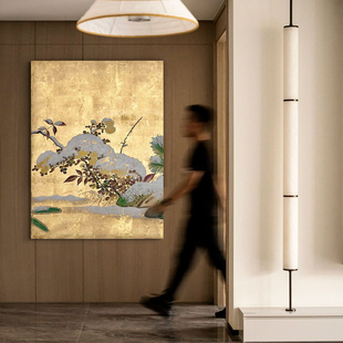 饰画 宋代美学真金箔画创意工笔客厅挂画餐厅壁画样板房装 落雪
